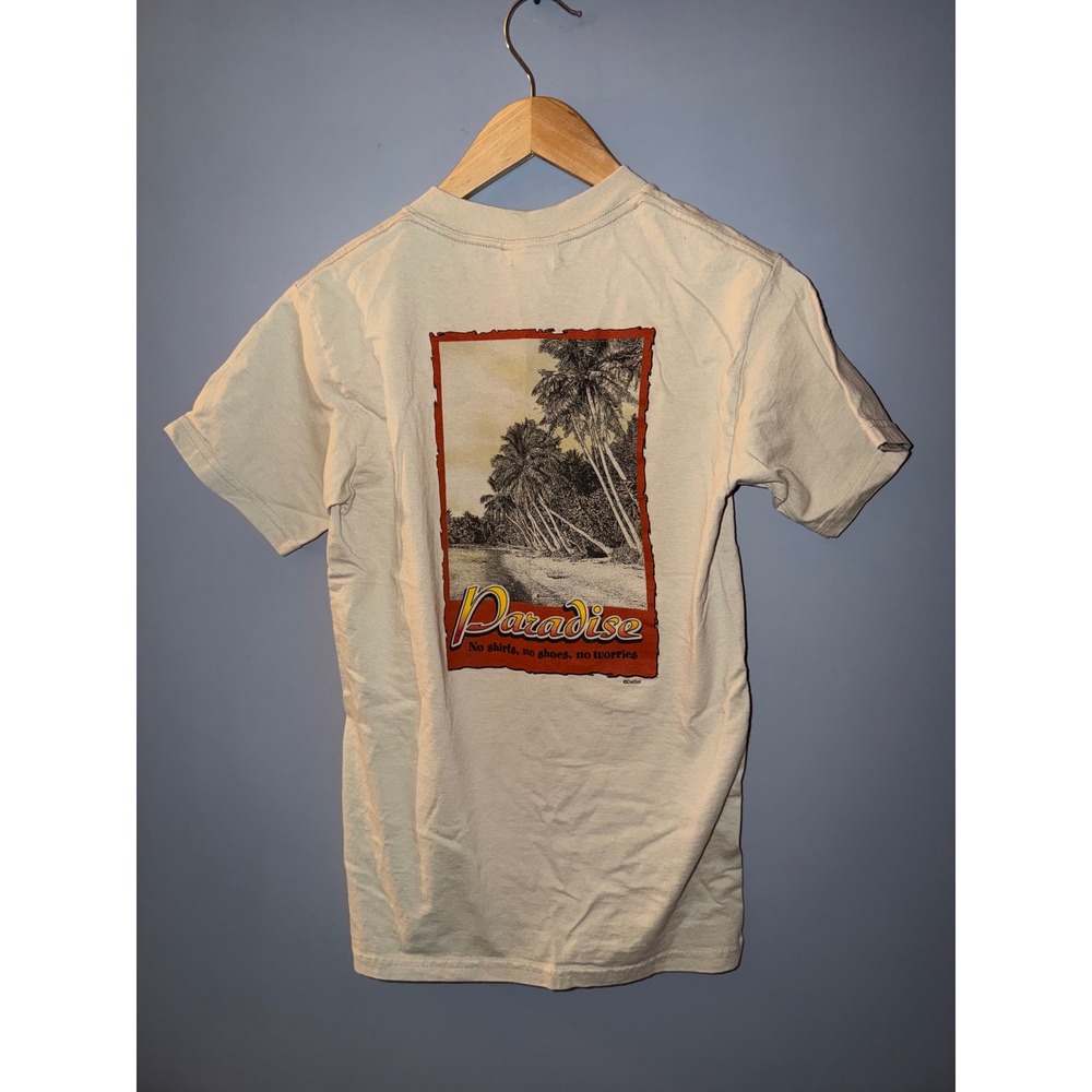 Del Sol Kauai Hawaii Paradise Graphic‎ T-Shirt Tan Heavy Weight Mens Small